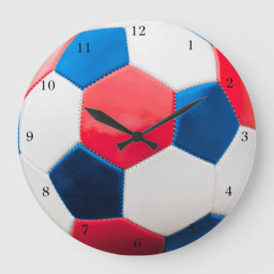 Red White and Blue Soccer Große Wanduhr