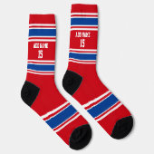 Red White and Blue Sport Jersey - Name Number Socken (Rechts)