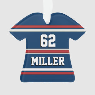 Red White and Blue Sports Jersey Name und Nummer Ornament