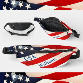 Red White and Blue Star and Stripes USA Flag Bauchtasche