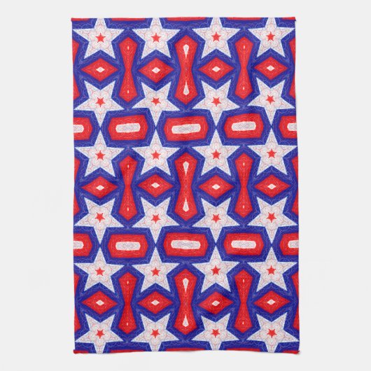 Red White and Blue Star Muster Geschirrtuch (Vertikal)