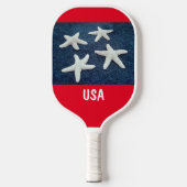 Red White and Blue Starfish Nautic Pickleball Schläger (Vorderseite)