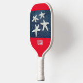 Red White and Blue Starfish Nautic Pickleball Schläger (Links)