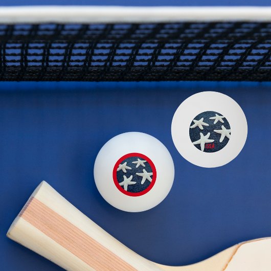 Red White and Blue Starfish Nautic USA Tischtennisball