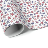 Red White and Blue Stars America Patriotic Geschenkpapier (Rolleneckpunkt)