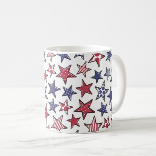 Red White and Blue Stars America Patriotic Kaffeetasse (VorderseiteRechts)