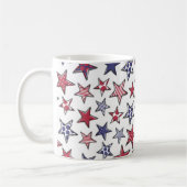 Red White and Blue Stars America Patriotic Kaffeetasse (Links)