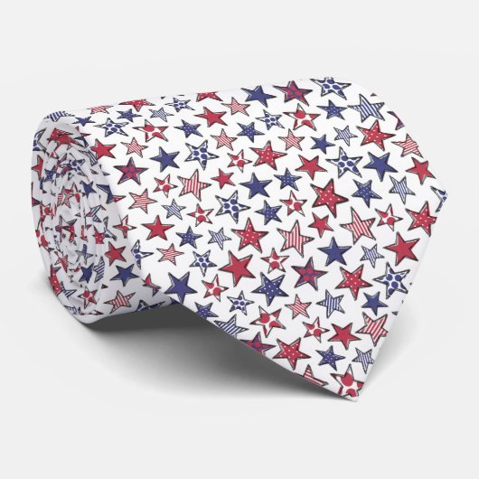 Red White and Blue Stars America Patriotic Krawatte (Gerollt)