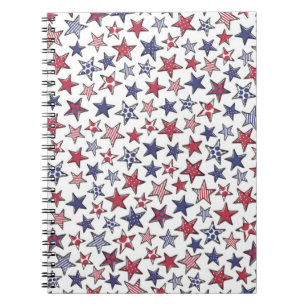 Red White and Blue Stars America Patriotic Notizblock