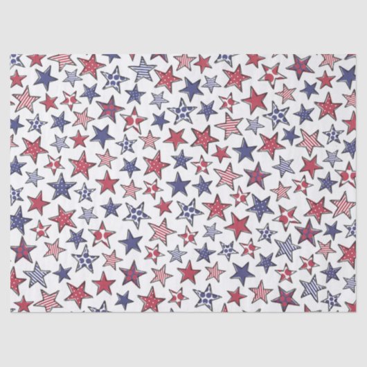 Red White and Blue Stars America Patriotic Seidenpapier (Vorderseite)