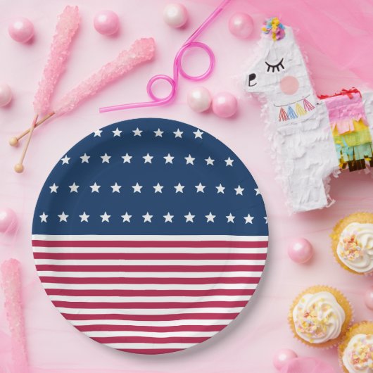 Red White and Blue Stars Streifen 4. Juli Party Pappteller (Party)
