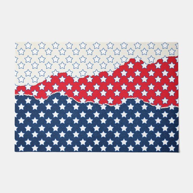 Red, White and Blue Stars (USA) (Vereinigte Staate Fußmatte (Vorderseite)