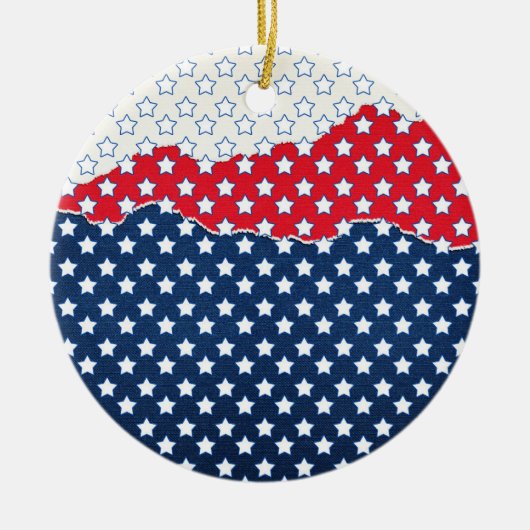 Red, White and Blue Stars (USA) (Vereinigte Staate Keramik Ornament (Vorne)