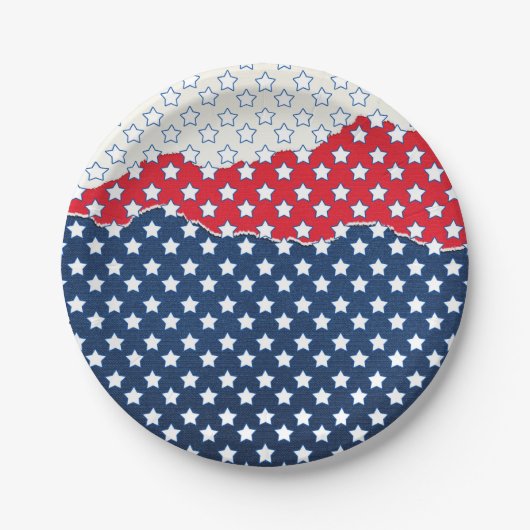 Red, White and Blue Stars (USA) (Vereinigte Staate Pappteller (Vorderseite)