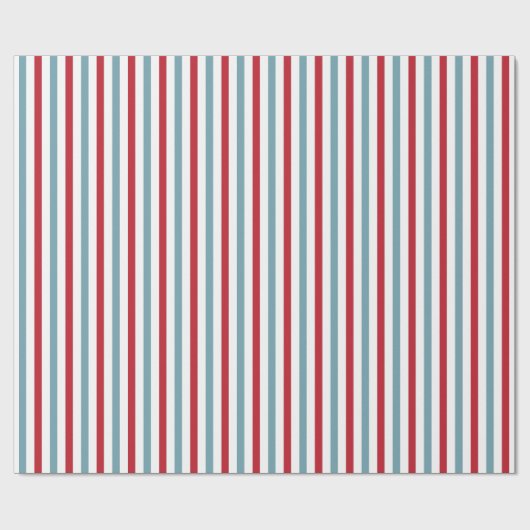 Red White and Blue Stripe Muster Patriotic Geschenkpapier (Flach)