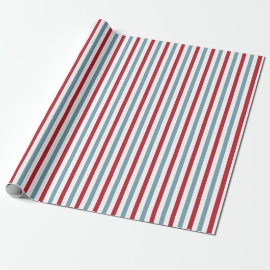 Red White and Blue Stripe Muster Patriotic Geschenkpapier (Ungerollt)