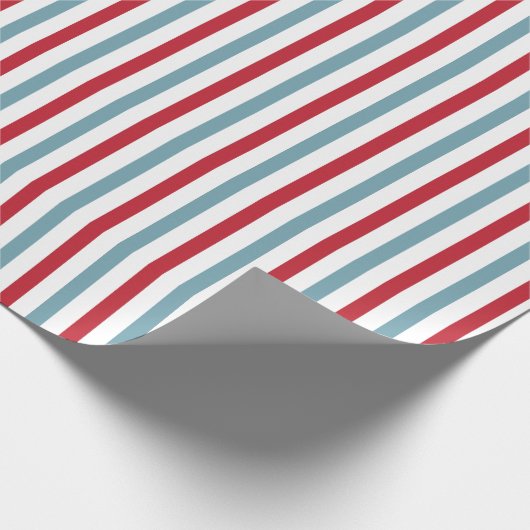 Red White and Blue Stripe Muster Patriotic Geschenkpapier (Ecke)