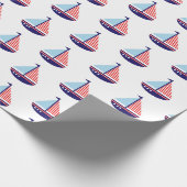 Red White and Blue Stripes Sailboat Geschenkpapier (Ecke)