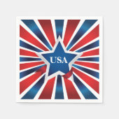 Red White and Blue Stripes USA Monogram Serviette (Vorderseite)