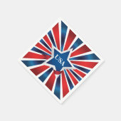 Red White and Blue Stripes USA Monogram Serviette (Ecke)