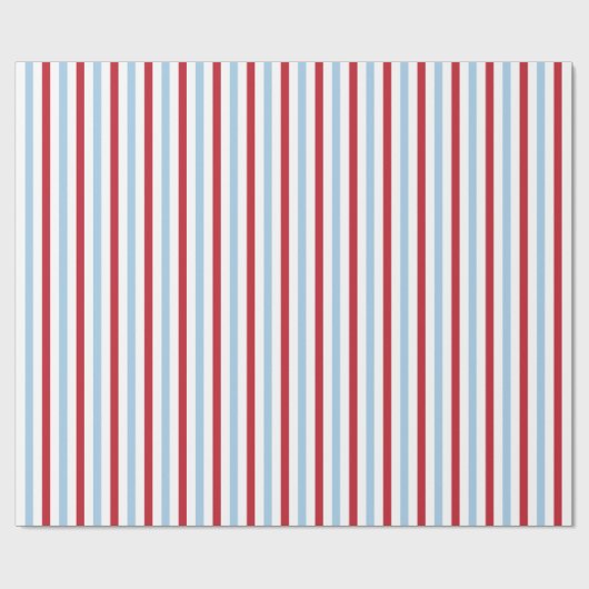 Red White and Blue Striping 4. Juli Geschenkwrap Geschenkpapier (Flach)