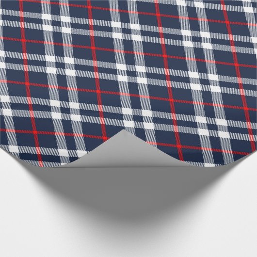 Red White and Blue Tartan Geschenkpapier (Ecke)
