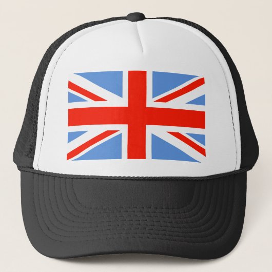 Red White and Blue Union Jack UK Flag Truckerkappe (Vorderseite)