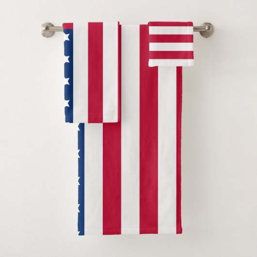 Red White and Blue US Flagge USA Flag Badhandtuch Set (Insitu)