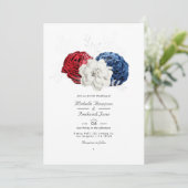 Red White and Blue USA American QR Code Wedding Einladung (Stehend Vorderseite)
