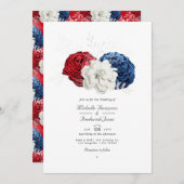 Red White and Blue USA American QR Code Wedding Einladung (Vorne/Hinten)
