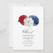 Red White and Blue USA American Wedding Foto Einladung (Vorderseite)