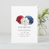 Red White and Blue USA American Wedding Foto Save The Date (Stehend Vorderseite)