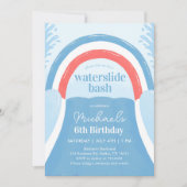 Red White and Blue Waterslide Bash Sommer Geburtst Einladung (Vorderseite)