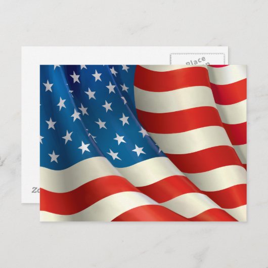 Red White and Blue Waving U.S. Flag Postkarte (Vorne/Hinten)