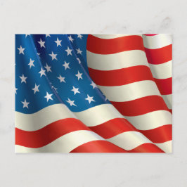 Red White and Blue Waving U.S. Flag Postkarte