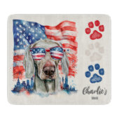 Red White and Blue Weimaraner Dog American Flag Schneidebrett (Vorderseite)