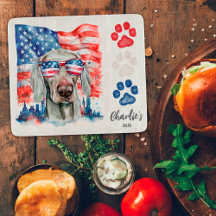 Red White and Blue Weimaraner Dog American Flag