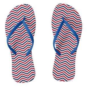 Red White and Blue Zig-Zag-Design Badesandalen