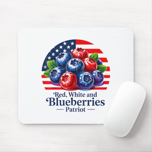 Red White And Blueberries Christian Patriotic Mousepad (Mit Mouse)