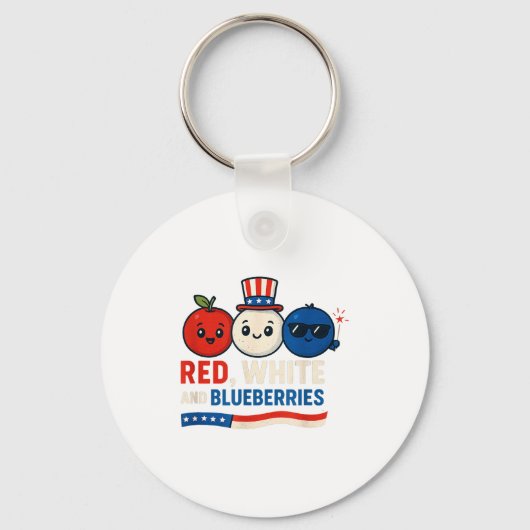 Red, White And Blueberries Patriot Cute Cartoon De Schlüsselanhänger (Vorderseite)