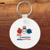 Red, White And Blueberries Patriot Cute Cartoon De Schlüsselanhänger (Vorderseite)