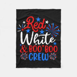 Red White and Boo Crew Funny 4. Juli Nurse Fleecedecke