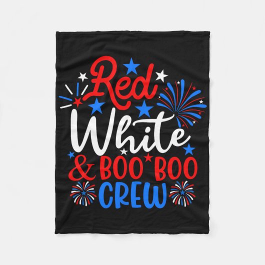 Red White and Boo Crew Funny 4. Juli Nurse Fleecedecke (Vorderseite)