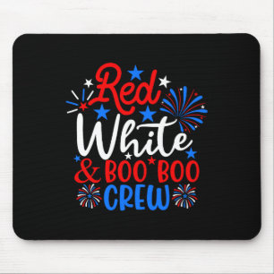 Red White and Boo Crew Funny 4. Juli Nurse Mousepad