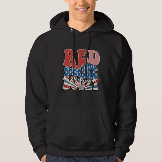 Red White And Boozy 4th Of July Drinking Crew Part Hoodie (Vorderseite)