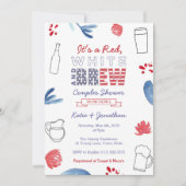 Red White and Brew Couples Dusche Engagement Party Einladung (Vorderseite)