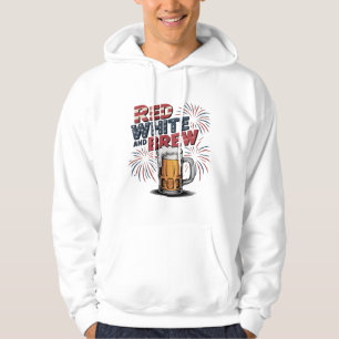 Red White and Brew Firework Design Hoodie