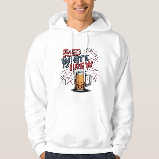Red White and Brew Firework Design Hoodie (Vorderseite)