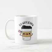 Red White and Brew Funny American Flag Coffee Pub Kaffeetasse (Links)