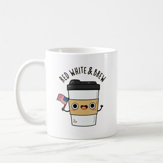 Red White and Brew Funny American Flag Coffee Pub Kaffeetasse (Links)